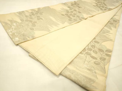 平和屋着物＊夏物 六通柄袋帯 草花文 銀糸 正絹 逸品 DAAS2601cm