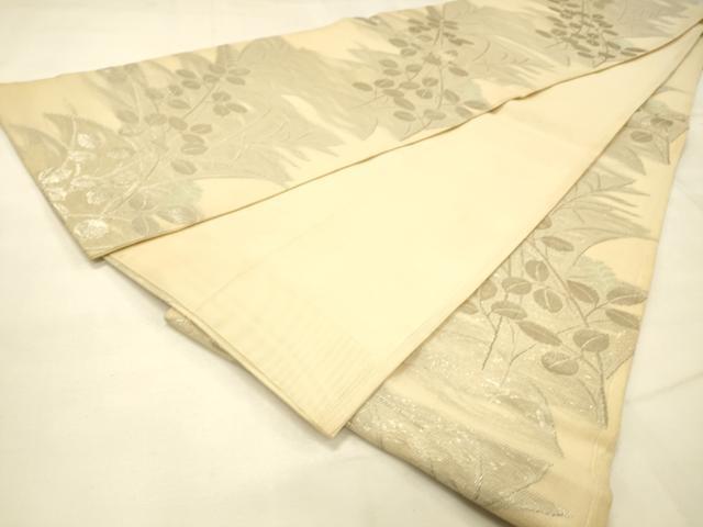 平和屋着物＊夏物 六通柄袋帯 草花文 銀糸 正絹 逸品 DAAS2601cm