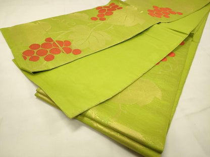 平和屋着物＊夏物 六通柄袋帯 葡萄蔦の葉文 金糸 正絹 逸品 DAAS2611cm