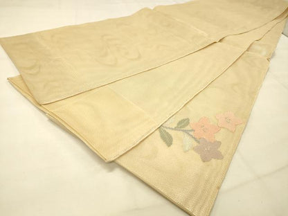 平和屋着物＊夏物 太鼓柄袋帯 流水草花文 金銀糸 正絹 逸品 DAAS2640cm