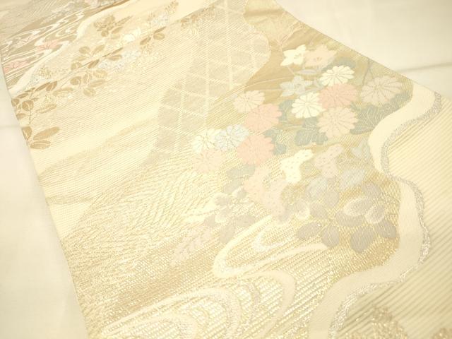 平和屋着物＊夏物 六通柄袋帯 草花文 金銀糸 正絹 逸品 DAAS2646cm