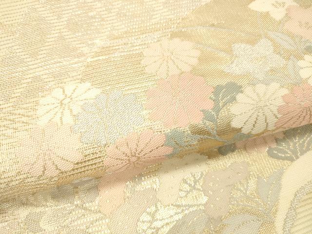 平和屋着物＊夏物 六通柄袋帯 草花文 金銀糸 正絹 逸品 DAAS2646cm