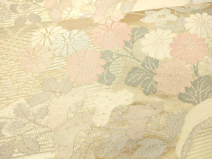平和屋着物＊夏物 六通柄袋帯 草花文 金銀糸 正絹 逸品 DAAS2646cm