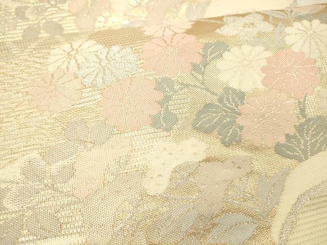 平和屋着物＊夏物 六通柄袋帯 草花文 金銀糸 正絹 逸品 DAAS2646cm