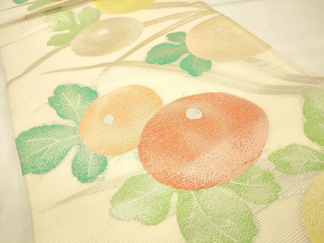 平和屋着物＊夏物 六通柄袋帯 草花文 銀糸 正絹 逸品 DAAS2664cm
