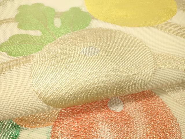 平和屋着物＊夏物 六通柄袋帯 草花文 銀糸 正絹 逸品 DAAS2664cm