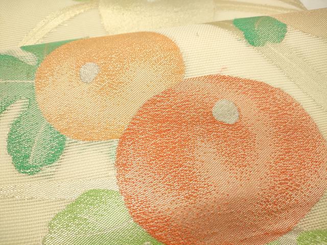 平和屋着物＊夏物 六通柄袋帯 草花文 銀糸 正絹 逸品 DAAS2664cm