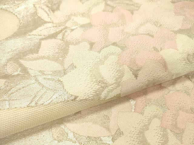 平和屋着物＊夏物　六通柄袋帯　草花文　銀糸　正絹　逸品　DAAS2665cm
