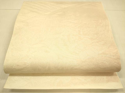 平和屋着物＊夏物 六通柄袋帯 草花文 銀糸 正絹 逸品 DAAS2905cm