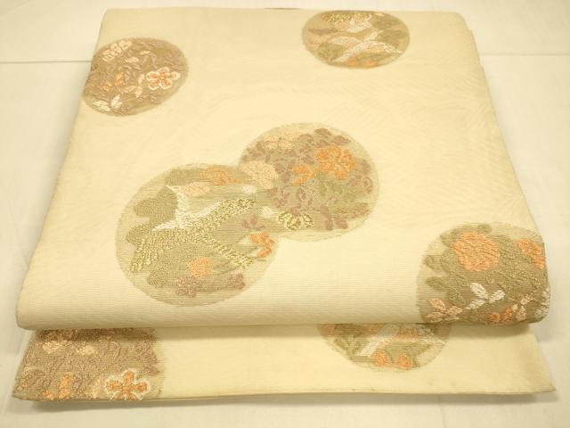 平和屋着物＊夏物　六通柄袋帯　唐織　花鳥文　金銀糸　正絹　逸品　DAAS2917cm