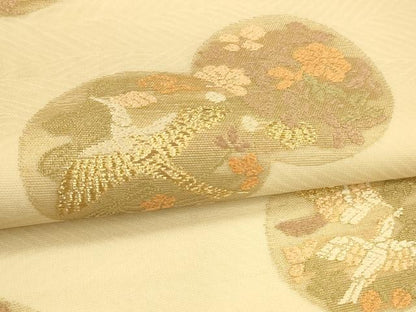 平和屋着物＊夏物　六通柄袋帯　唐織　花鳥文　金銀糸　正絹　逸品　DAAS2917cm