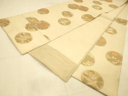 平和屋着物＊夏物　六通柄袋帯　唐織　花鳥文　金銀糸　正絹　逸品　DAAS2917cm