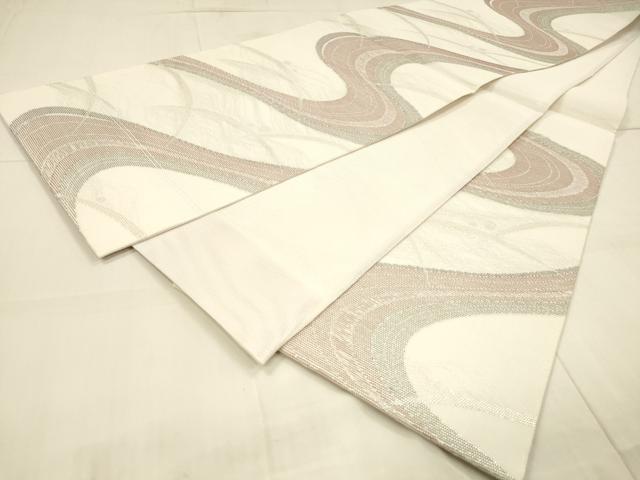 平和屋着物＊夏物　六通柄袋帯　流水露芝文　銀糸　正絹　逸品　DAAS2966cm