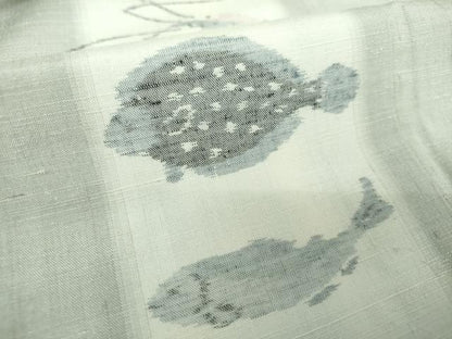 平和屋着物●訪問着　紬地　魚　間道　海老　鯛　河豚　蟹　正絹　逸品　DAAS3032ps