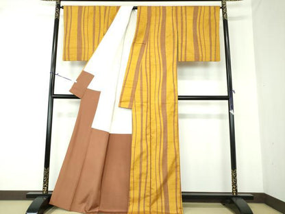 平和屋着物●上質な紬 変わり間道 正絹 逸品 DAAS3041ps