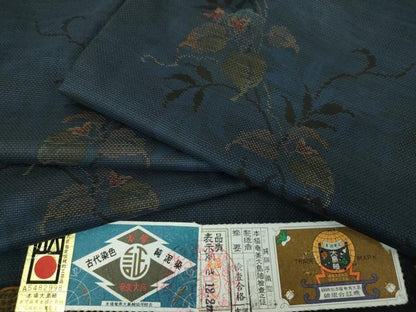 平和屋着物●本場大島紬　9マルキ　古代染色純泥染　花唐草文　証紙付き　正絹　逸品　DAAS3044ps