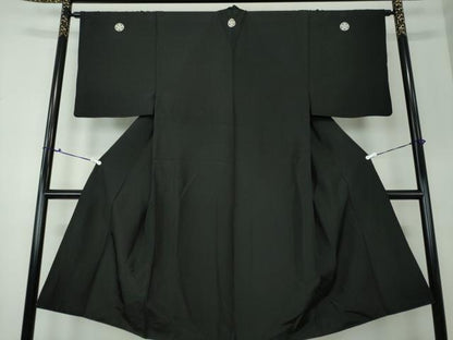 平和屋着物●男性 黒紋付 長羽織セット 正絹 逸品 DAAS3093ps
