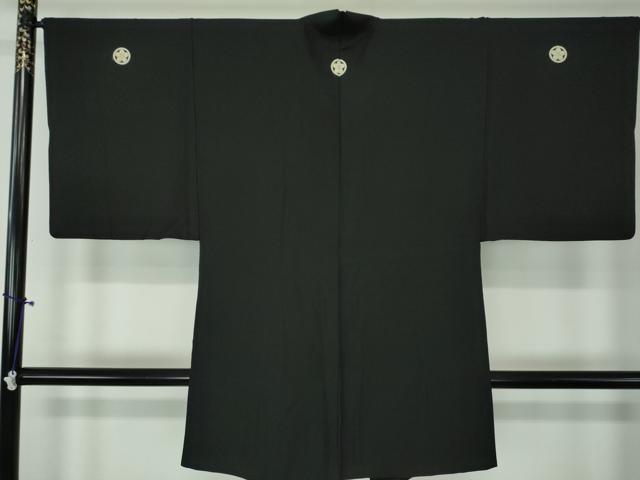 平和屋着物●男性 黒紋付 長羽織セット 正絹 逸品 DAAS3093ps