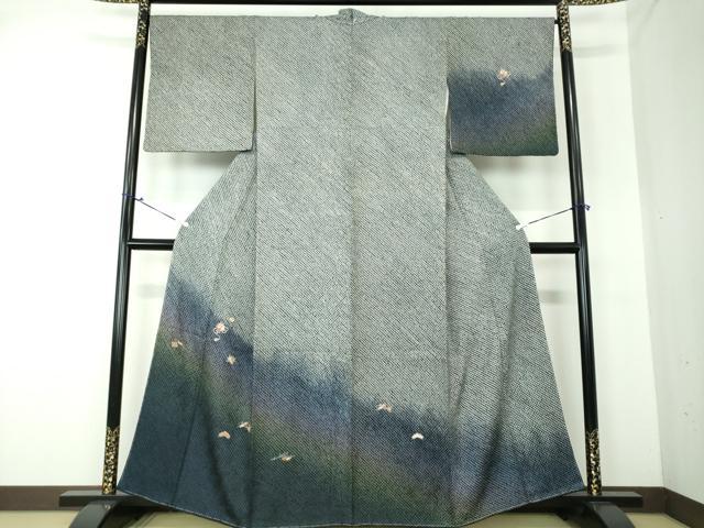 平和屋着物●訪問着 総絞り 刺繍 宝尽くし花文 暈し染め 黒地 金糸 正絹 逸品 未使用 DAAS3115ps
