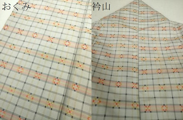 平和屋着物●上質な紬 花織 変わり格子 正絹 逸品 DAAS3130ps