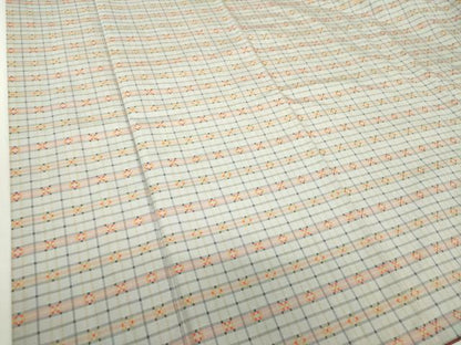 平和屋着物●上質な紬 花織 変わり格子 正絹 逸品 DAAS3130ps