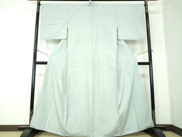 平和屋着物●本場眞綿絢結城紬　色無地　青磁鼠色　証紙付き　正絹　逸品　DAAS3140ps