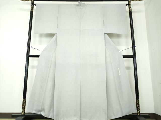 平和屋着物●江戸小紋 作家物 万筋 白色×灰青色 正絹 逸品 DAAS3142ps
