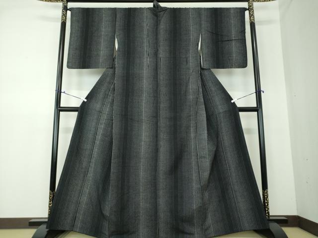 平和屋着物●上質な紬 間道 黒地 正絹 逸品 DAAS3150ps