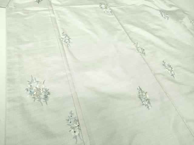 平和屋着物●中国三大刺繍 相良刺繍 本場大島紬 白大島 草花文 金糸 正絹 逸品 未使用 DAAS3152ps