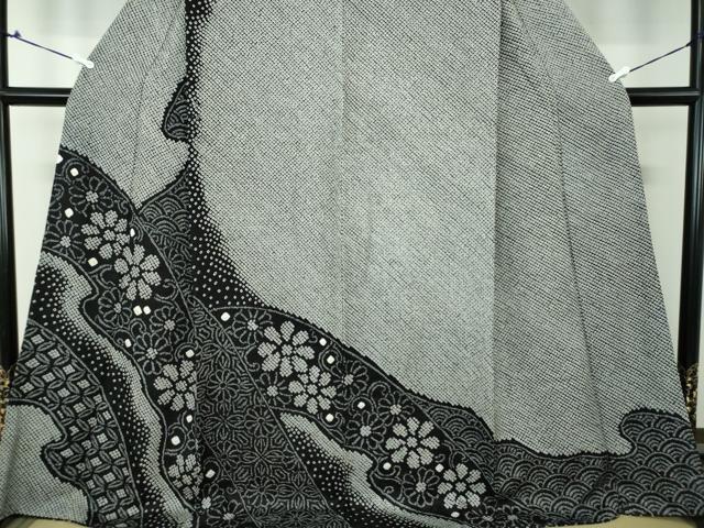 平和屋着物●訪問着 総絞り 吉祥花文 黒地 正絹 逸品 DAAS3157ps