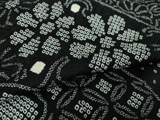 平和屋着物●訪問着 総絞り 吉祥花文 黒地 正絹 逸品 DAAS3157ps