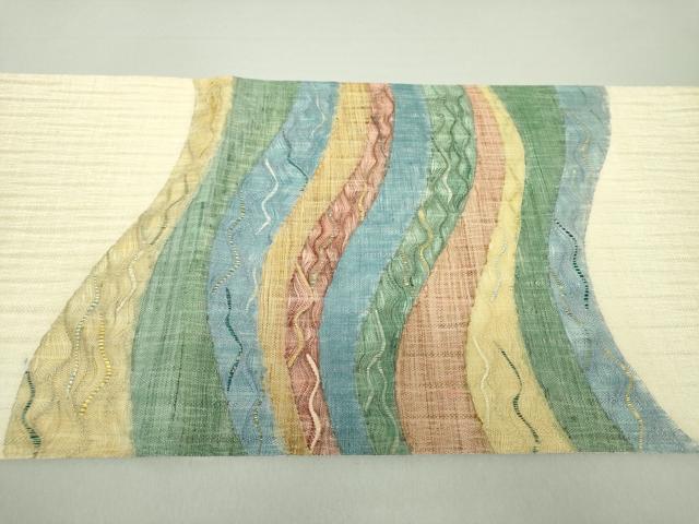 平和屋着物▽太鼓柄袋帯 スリーシーズン帯 春 夏 秋 波霞 金銀糸 正絹 逸品 DAAS3178ps
