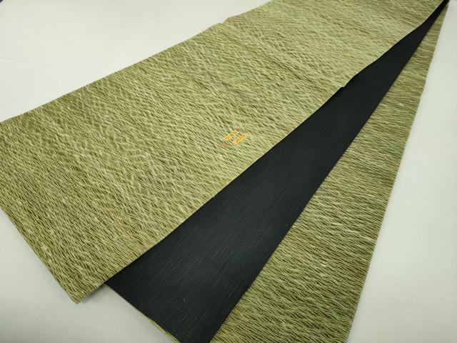 平和屋着物▽太鼓柄袋帯 作家物 スリーシーズン帯 春 夏 秋 櫛織り 手描き 路面電車 正絹 逸品 未使用 DAAS3179ps