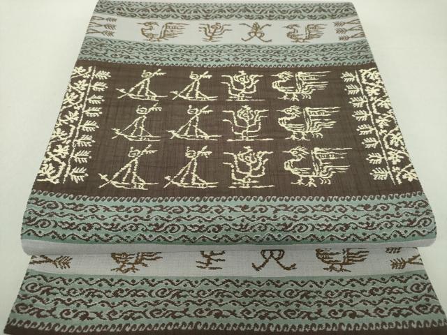 平和屋着物●全通柄袋帯 壁画文様 三越扱い 正絹 逸品 DAAS3186ps