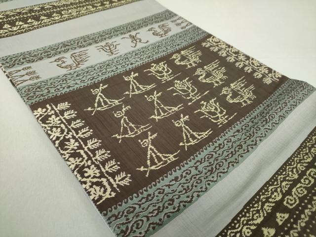 平和屋着物●全通柄袋帯 壁画文様 三越扱い 正絹 逸品 DAAS3186ps