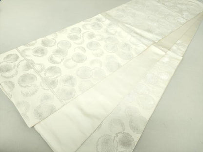 平和屋着物●六通柄 本袋帯 作家物 雪輪重ね 銀糸 正絹 逸品 DAAS3191ps