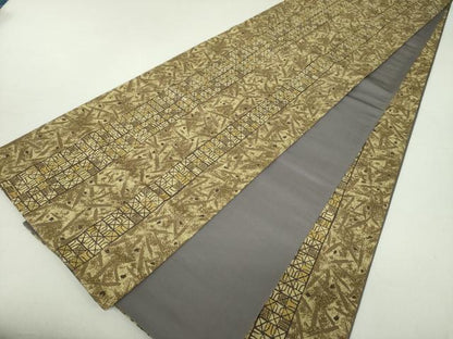 平和屋着物●全通柄袋帯 変わり間道 正絹 逸品 DAAS3198ps