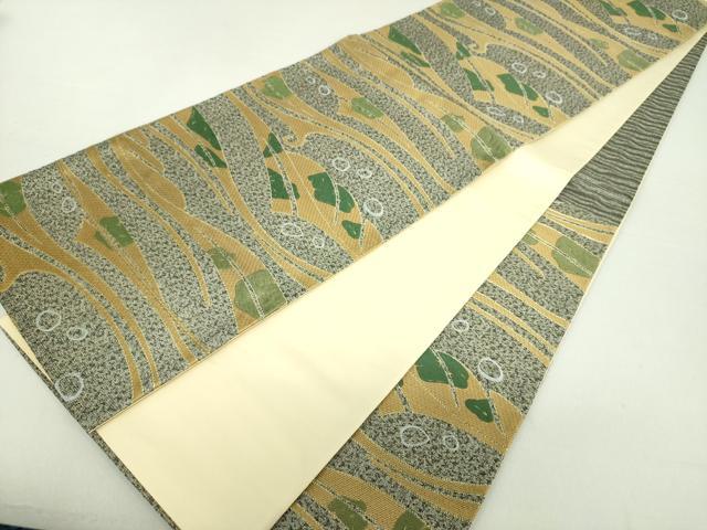 平和屋着物●六通柄袋帯　作家物　唐織　抽象文様　金糸　正絹　逸品　未使用　DAAS3206ps