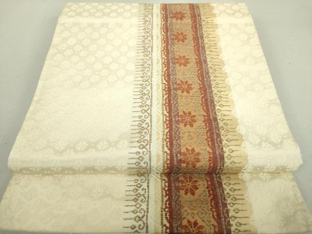 平和屋着物●六通柄袋帯 花間道 金糸 正絹 逸品 DAAS3228ps