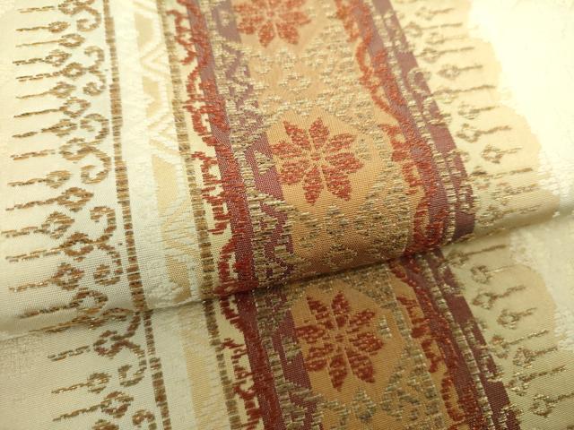 平和屋着物●六通柄袋帯 花間道 金糸 正絹 逸品 DAAS3228ps
