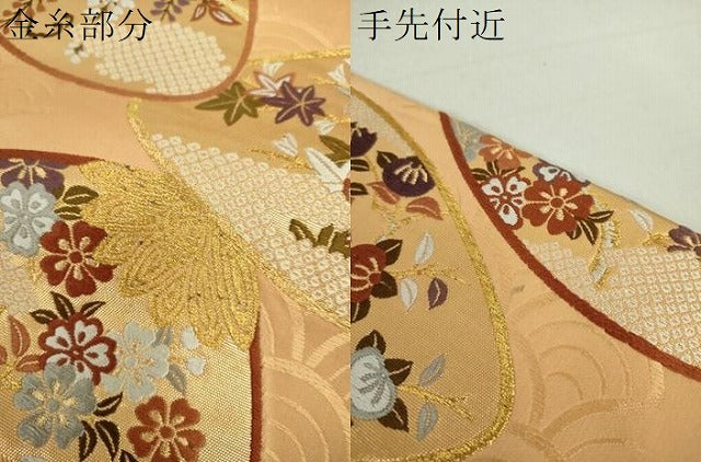 平和屋着物●銀座 志ま亀 六通柄袋帯 唐織 貝合せ花文 金糸 たとう紙付き 正絹 逸品 DAAS3242ps