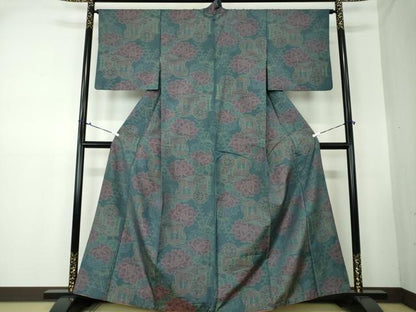 平和屋着物●本場大島紬 7マルキ 総絣 御所車牡丹文 正絹 逸品 DAAS3253ps