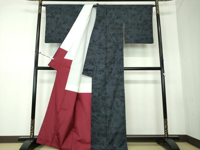 平和屋着物●結城紬　100亀甲　吉祥花文　正絹　逸品　DAAS3259ps