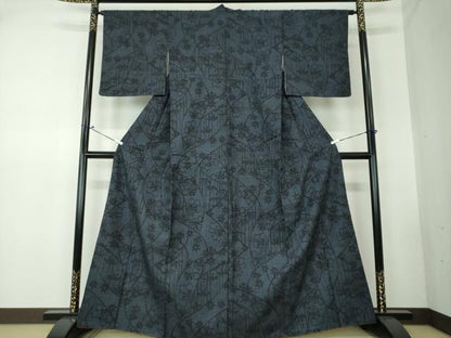 平和屋着物●結城紬　100亀甲　吉祥花文　正絹　逸品　DAAS3259ps
