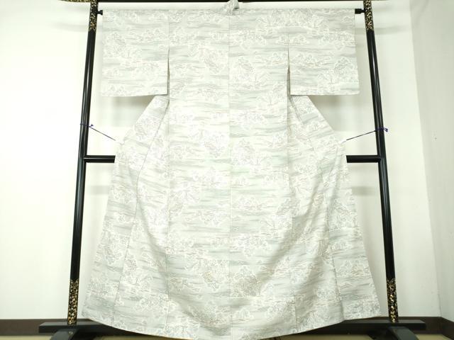 平和屋着物●本場大島紬 白大島 9マルキ 風景文 正絹 逸品 DAAS3272ps