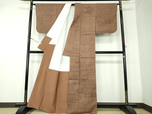平和屋着物●生紬 訪問着 更紗花文 正絹 逸品 DAAS3291ps