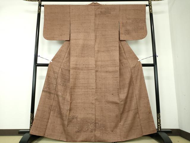 平和屋着物●生紬 訪問着 更紗花文 正絹 逸品 DAAS3291ps