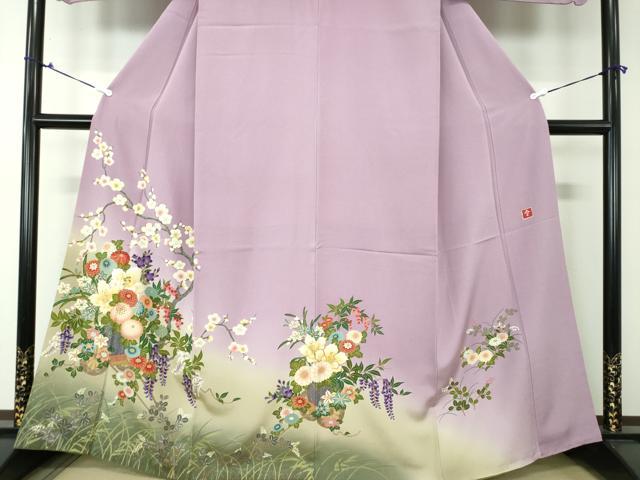 平和屋着物●ファッションデザイナー　花井幸子　訪問着　駒刺繍　吉祥花車文　暈し染め　金彩　正絹　逸品　DAAS3294ps