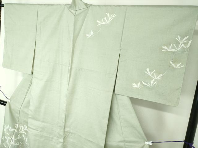平和屋着物●訪問着　友禅　紬地　若松葉　正絹　逸品　未使用　DAAS3310ps