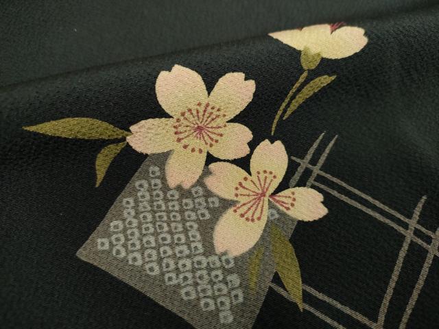 平和屋着物●上質な小紋 舞桜 黒地 正絹 逸品 DAAS3323ps